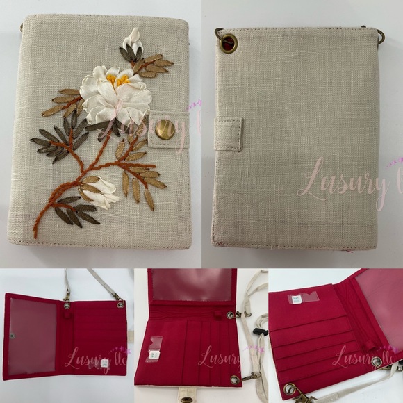 Pink Red tiny Rose Embroidery Passport Wallet, Birthday Gift, Versatile Washable - Picture 13 of 13